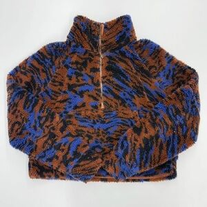 Lululemon Scuba Fleece Funnel Neck Camo Jacquard Copper True Navy XS/S